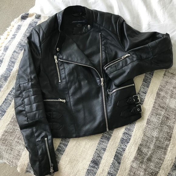 French Connection Jackets & Blazers - SOLD FRENCH CONNECTION FAUX LEATHER MOTTO JACKET